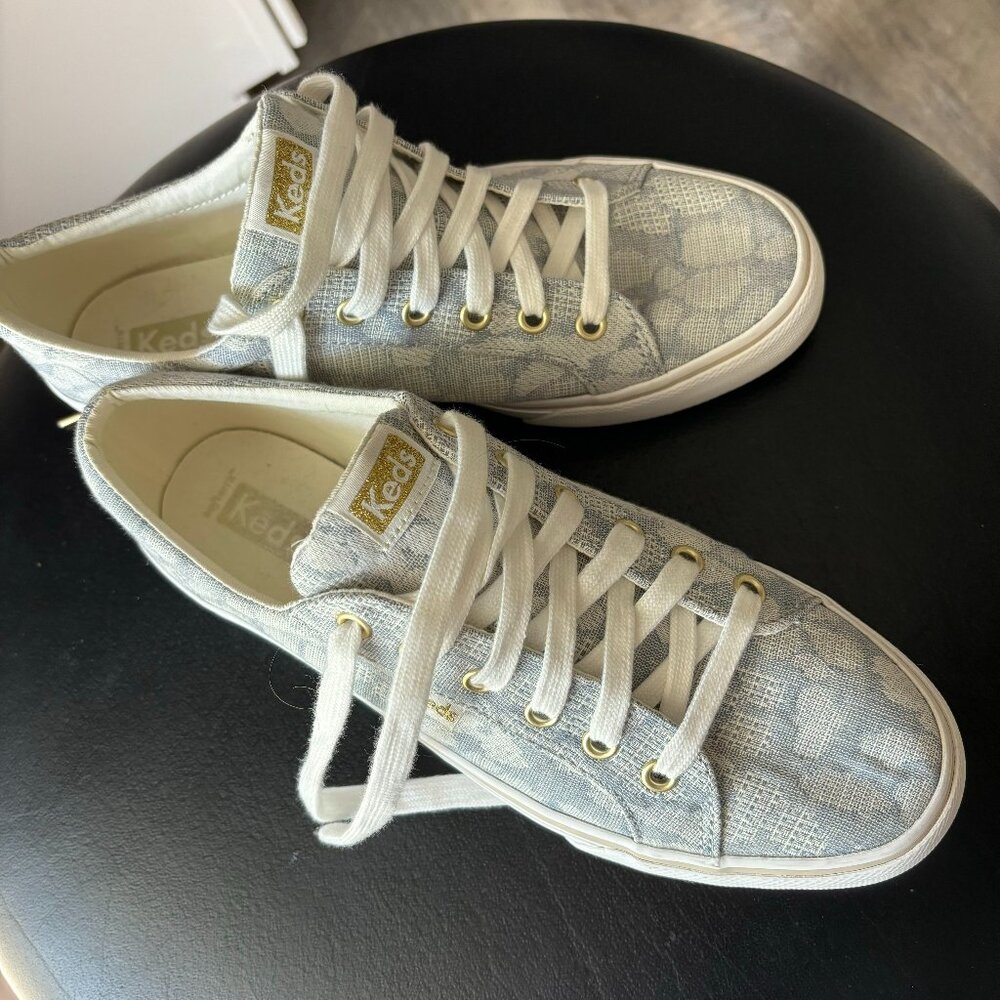 KEDS SOFTERRA Pebble Stone Woman's Jump Kick Lace Up Canvas Sneaker Size 9.5